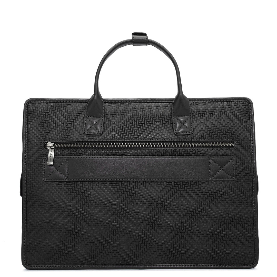 Mat Emboss Leather Laptop Sleeve - Black