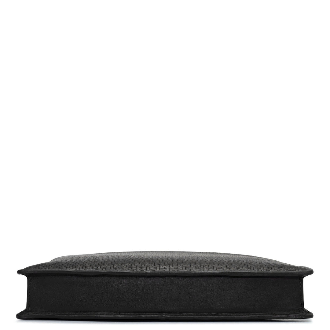 Mat Emboss Leather Laptop Sleeve - Black