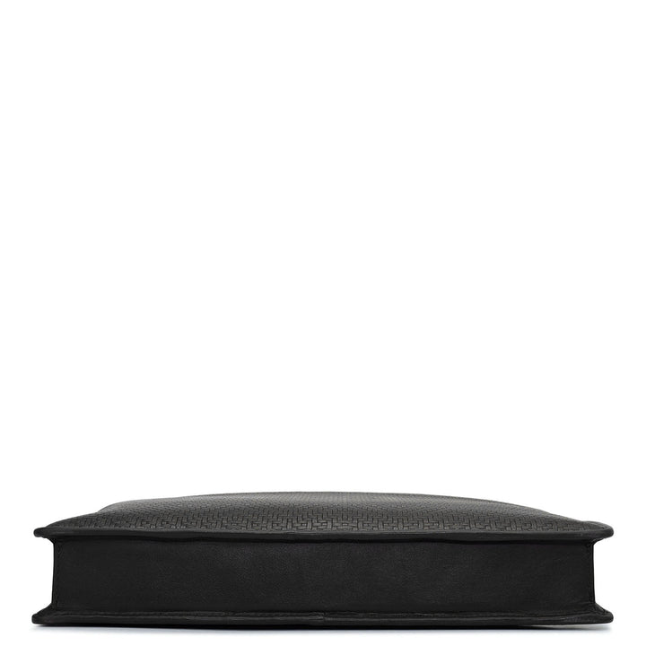 Mat Emboss Leather Laptop Sleeve - Black