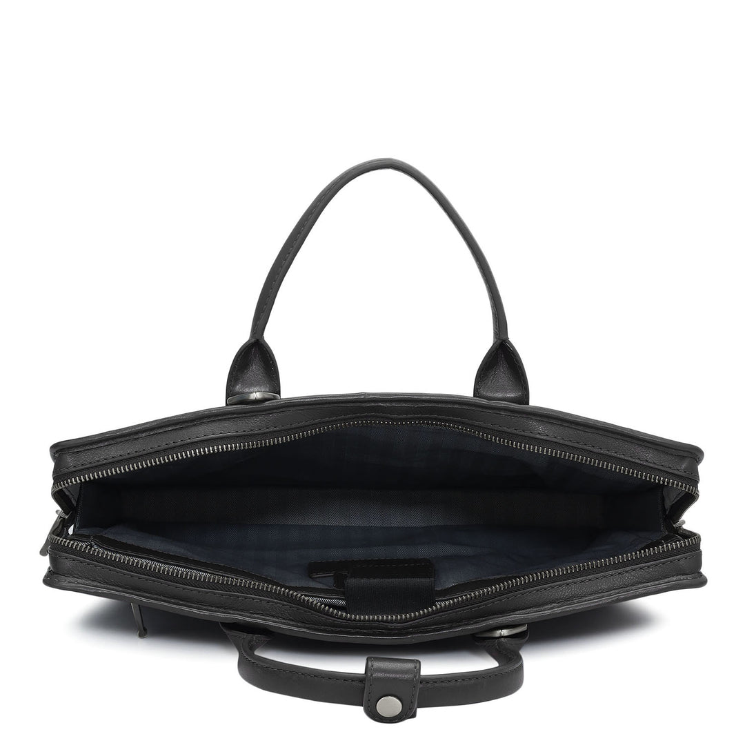 Mat Emboss Leather Laptop Sleeve - Black