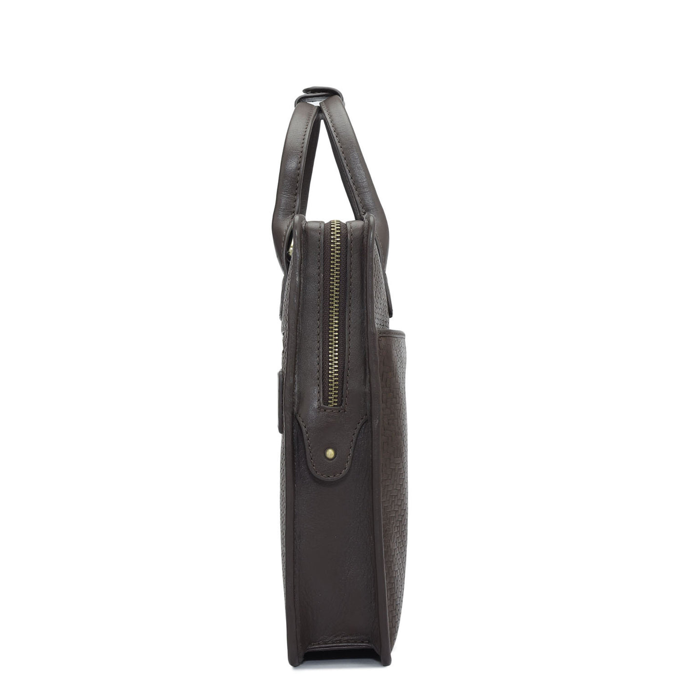 Mat Emboss Leather Laptop Sleeve - Brown