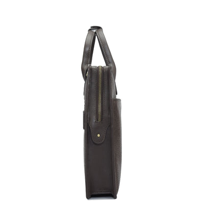 Mat Emboss Leather Laptop Sleeve - Brown