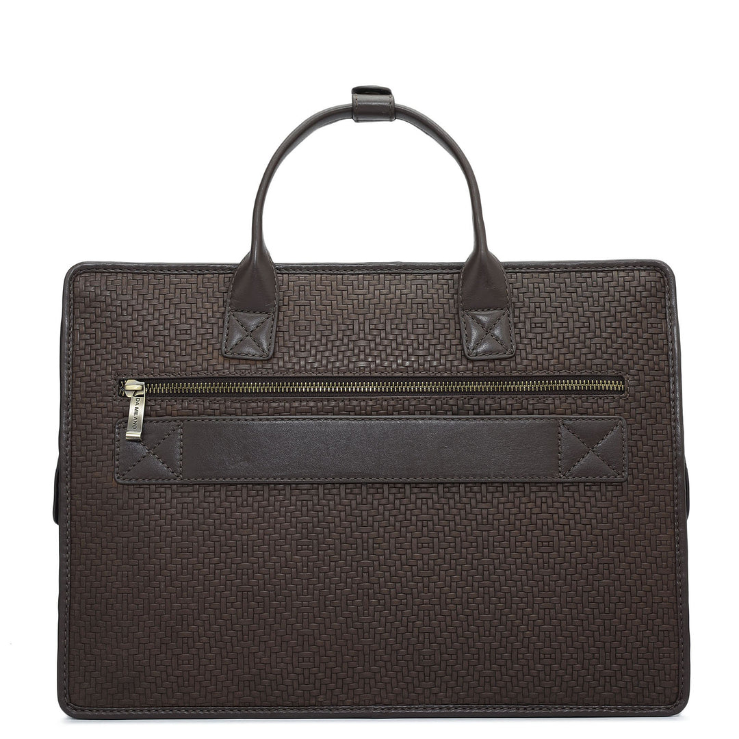 Mat Emboss Leather Laptop Sleeve - Brown