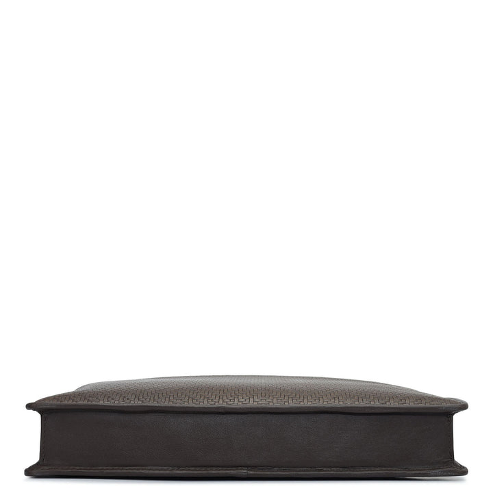 Mat Emboss Leather Laptop Sleeve - Brown
