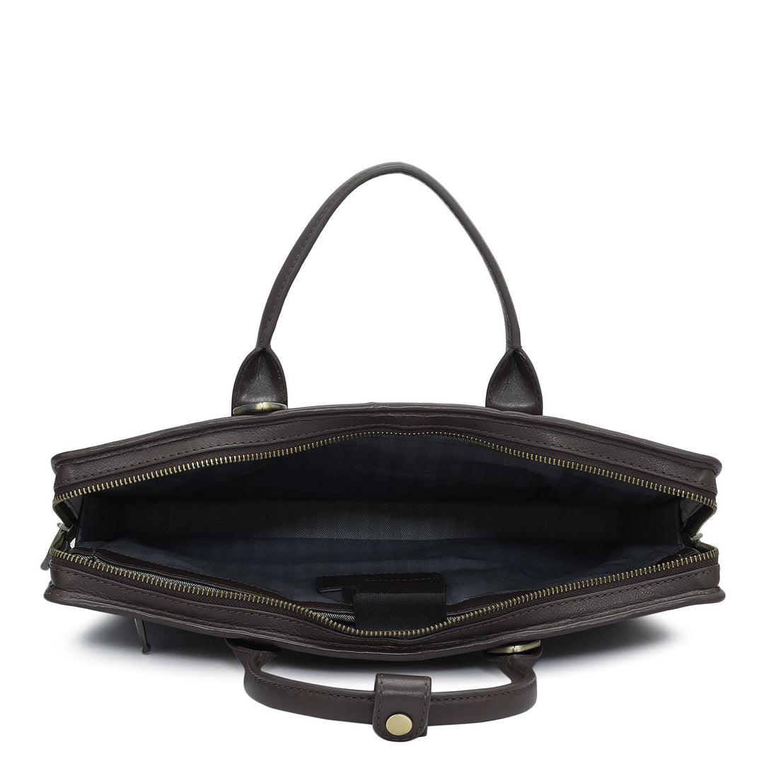 Mat Emboss Leather Laptop Sleeve - Brown