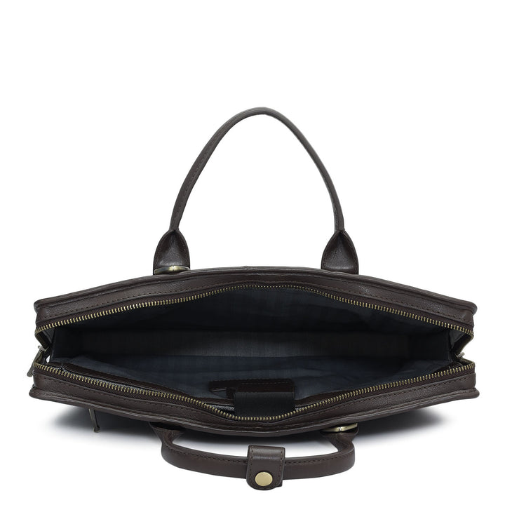 Mat Emboss Leather Laptop Sleeve - Brown