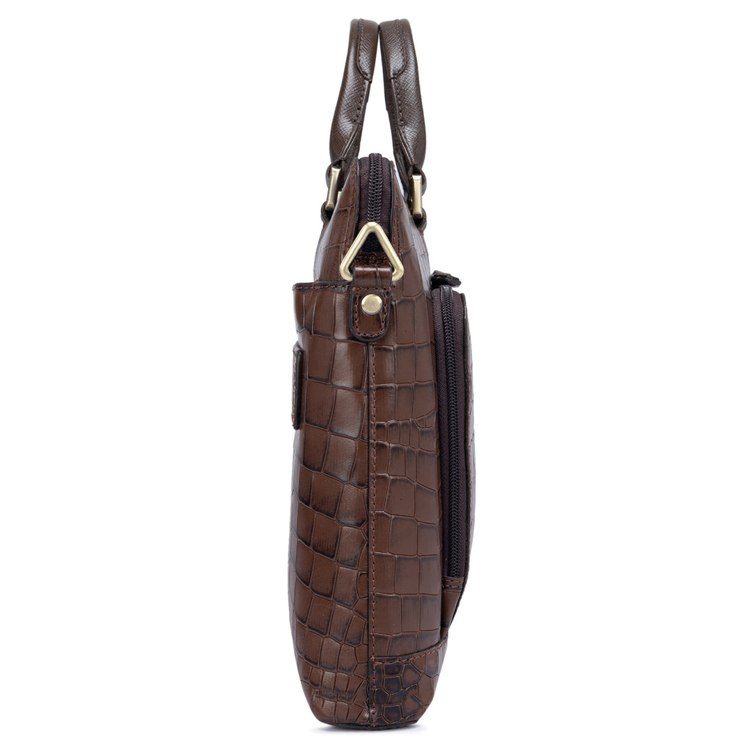 Genuine leather crossbody bag for man PAOLO, DARK BROWN, CHIAROSCURO, MADE  IN ITALY | RECOMMENDED | Emporium Italy