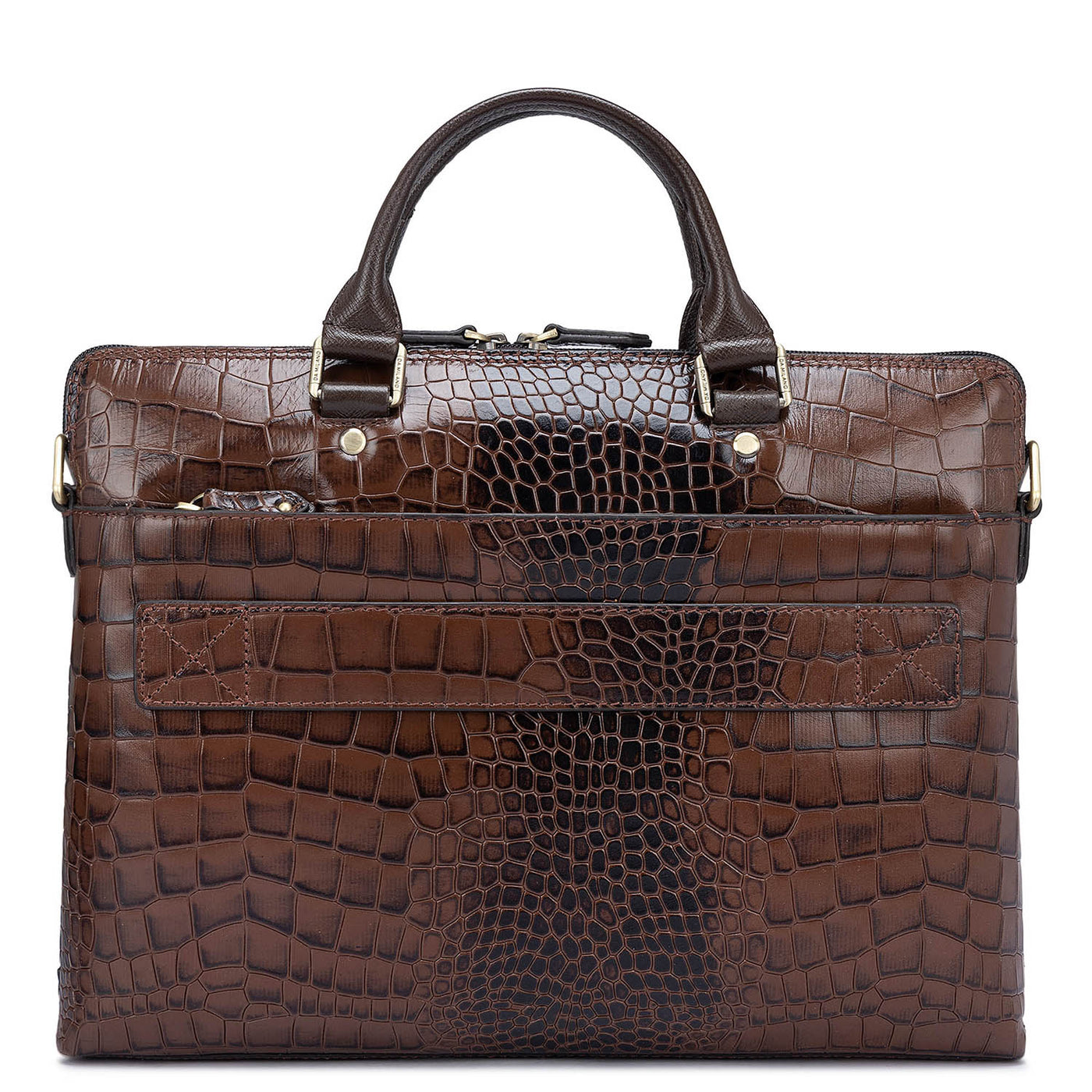 Brown Croco Leather Computer Sleeve - Upto 14"