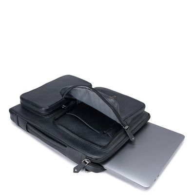 Wax Leather Computer Sleeve - Black