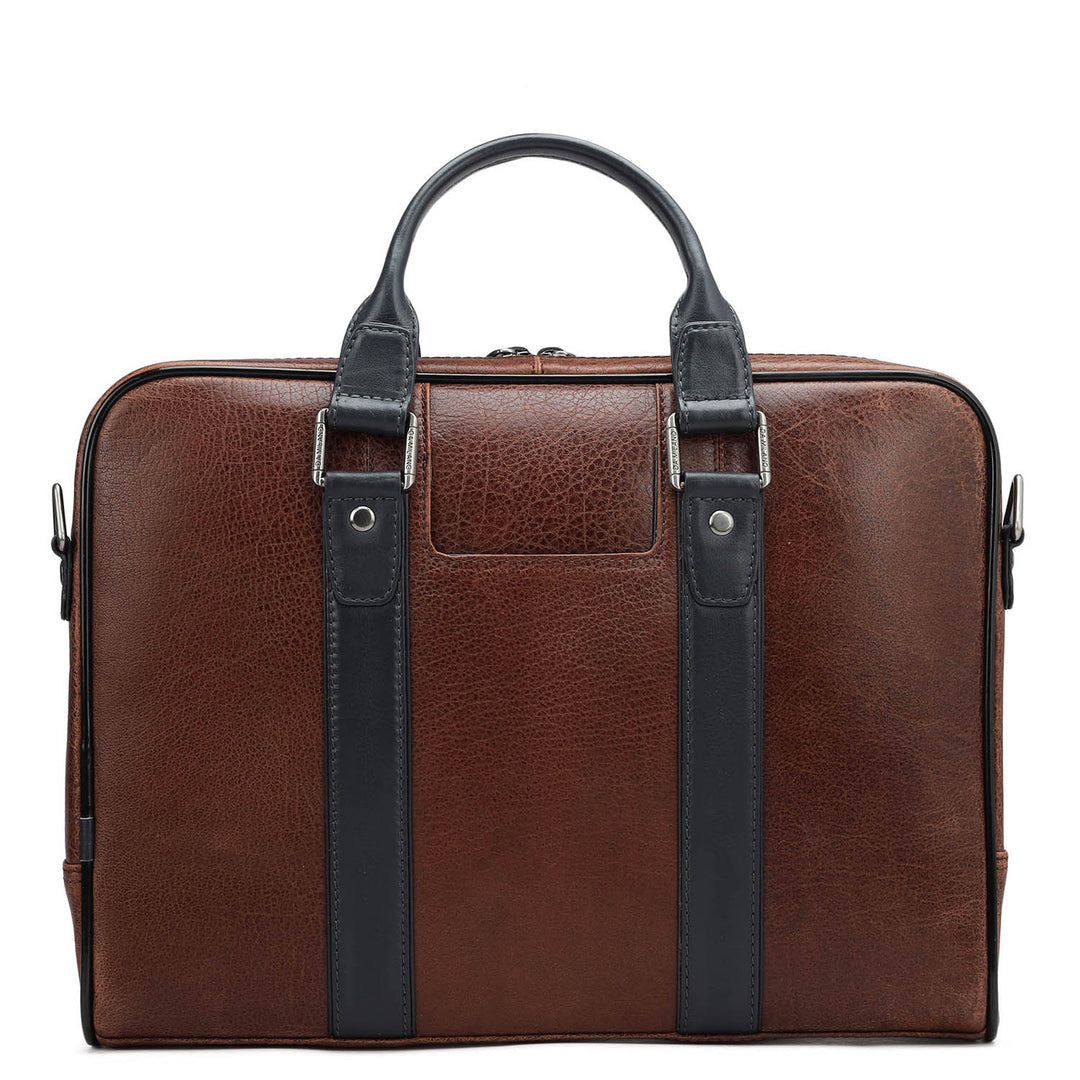 Elephant Pattern Leather Laptop Sleeve - Cognac