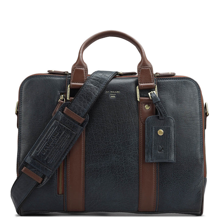 Elephant Pattern Leather Laptop Sleeve - Navy