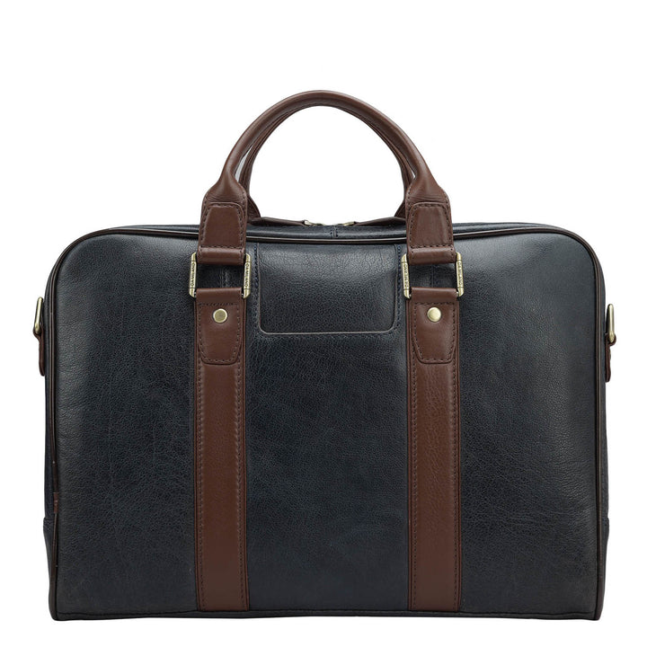 Elephant Pattern Leather Laptop Sleeve - Navy