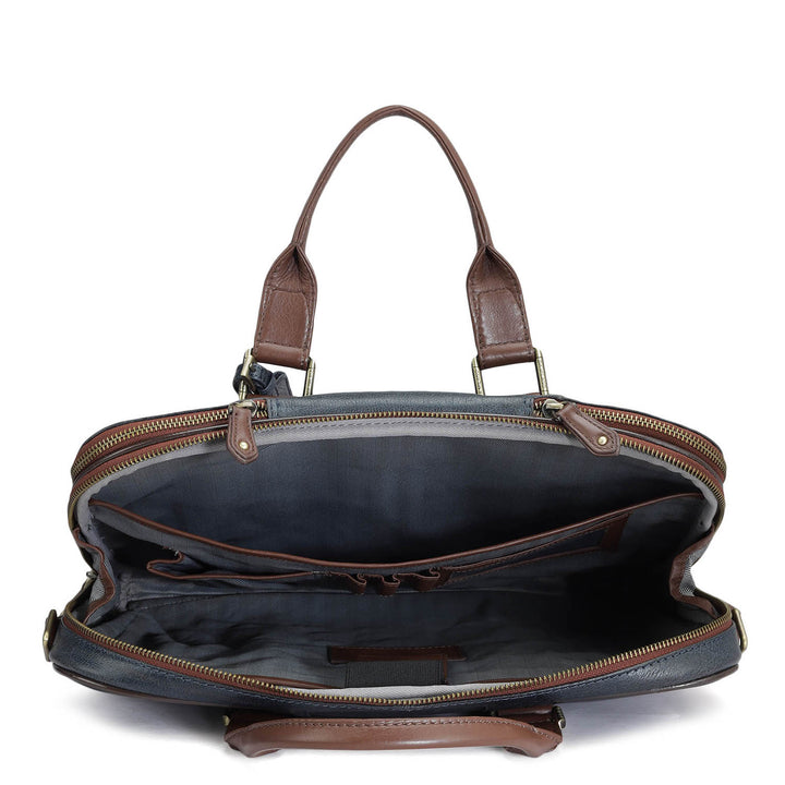 Elephant Pattern Leather Laptop Sleeve - Navy