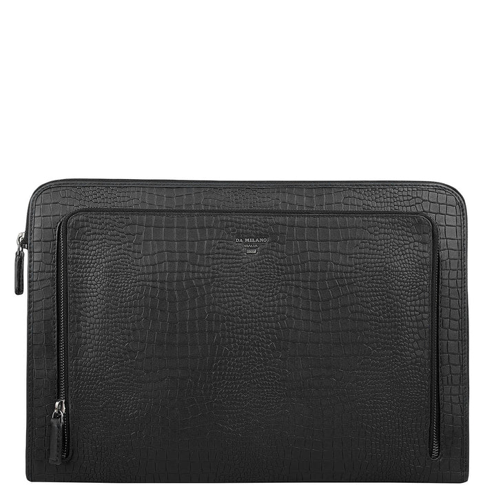 Croco Leather Laptop Sleeve - Black
