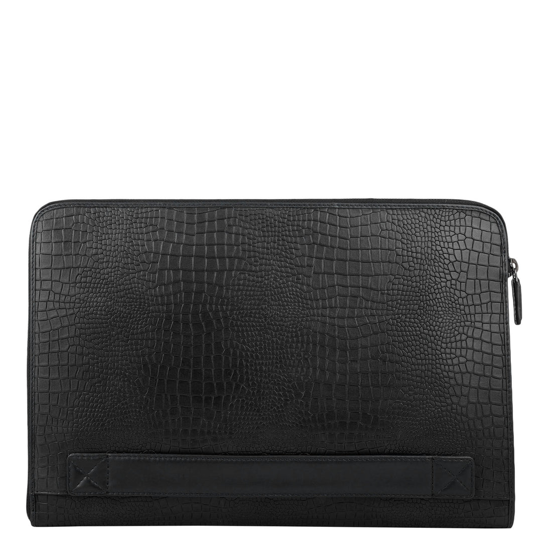Croco Leather Laptop Sleeve - Black