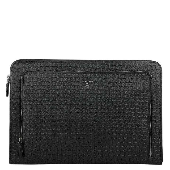 Mat Emboss Leather Laptop Sleeve - Black
