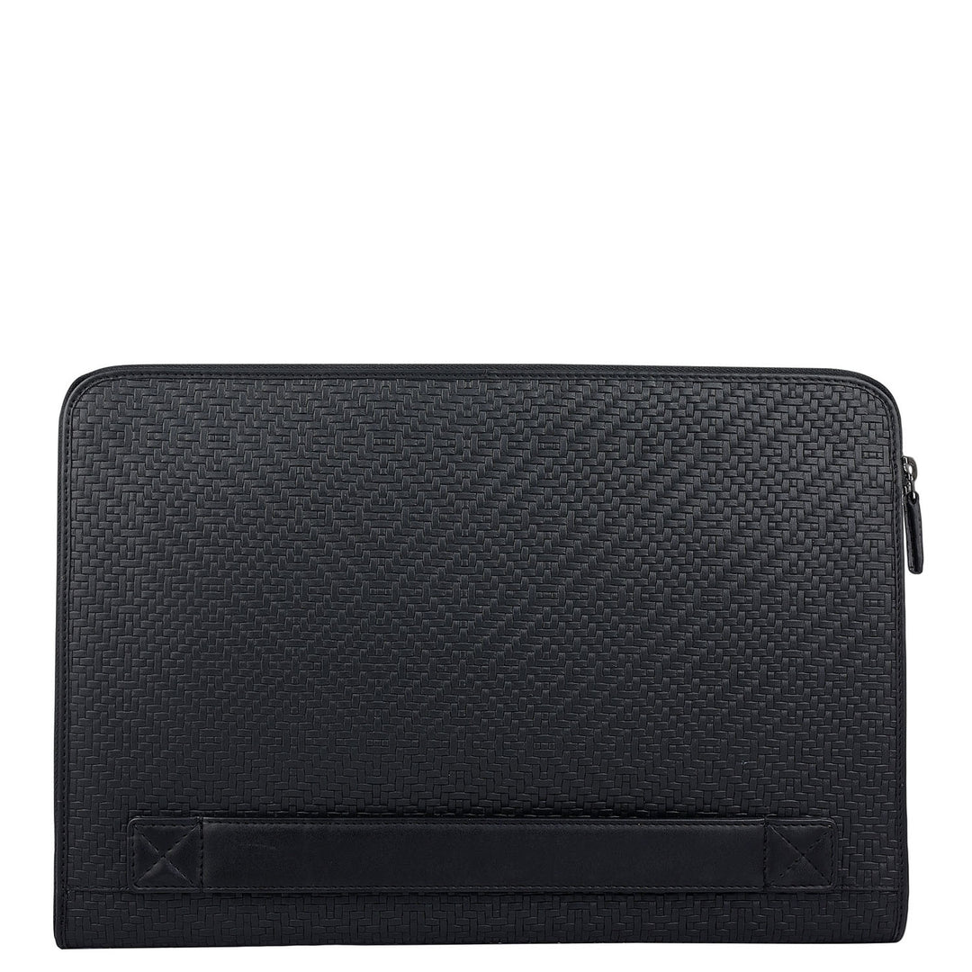 Mat Emboss Leather Laptop Sleeve - Black
