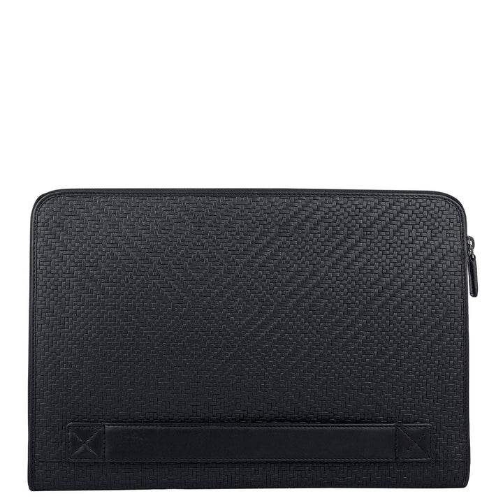 Mat Emboss Leather Laptop Sleeve - Black