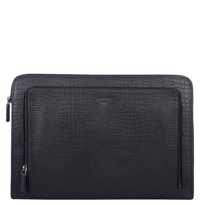 Croco Leather Laptop Sleeve - Blue