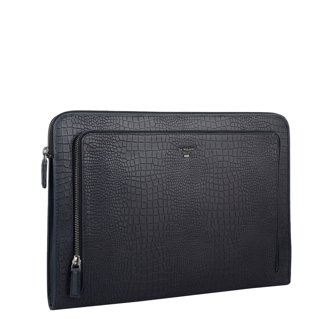 Croco Leather Laptop Sleeve - Blue
