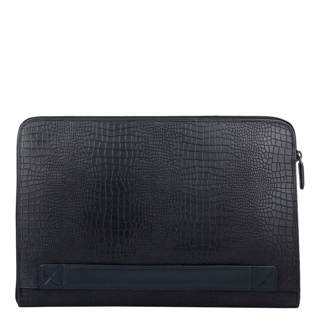 Croco Leather Laptop Sleeve - Blue