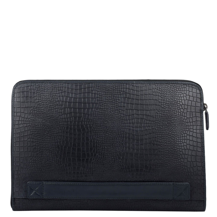 Croco Leather Laptop Sleeve - Blue