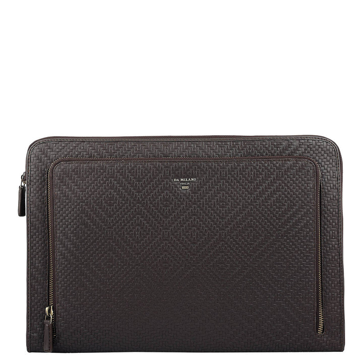 Mat Emboss Leather Laptop Sleeve - Brown