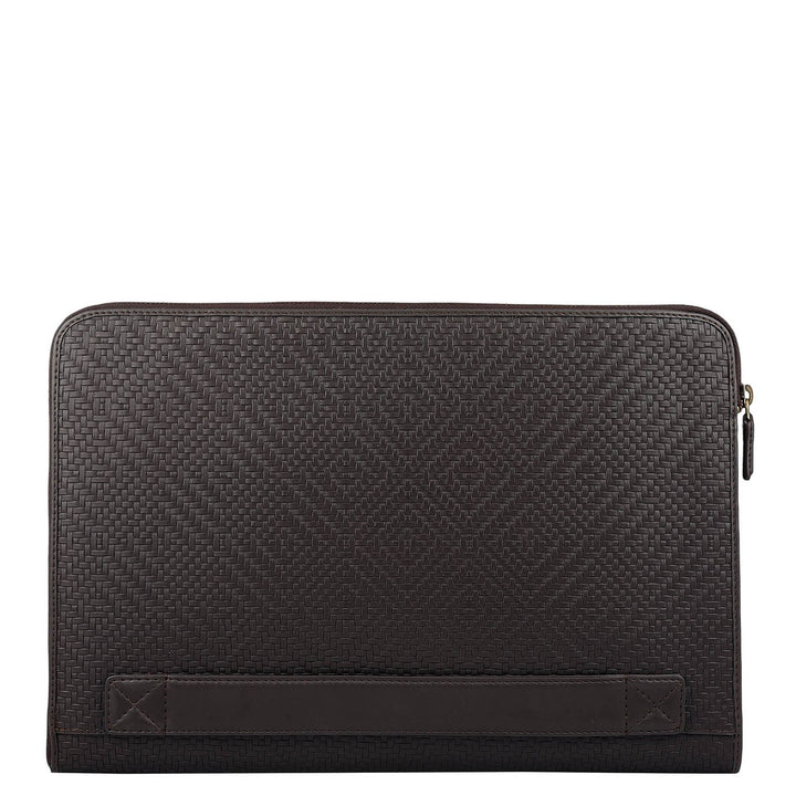 Mat Emboss Leather Laptop Sleeve - Brown