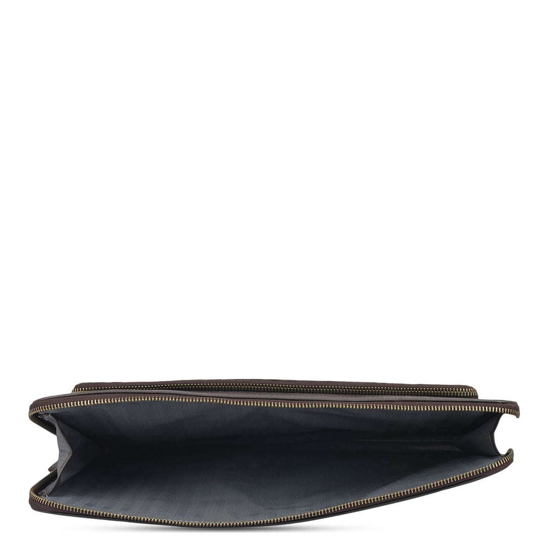 Mat Emboss Leather Laptop Sleeve - Brown