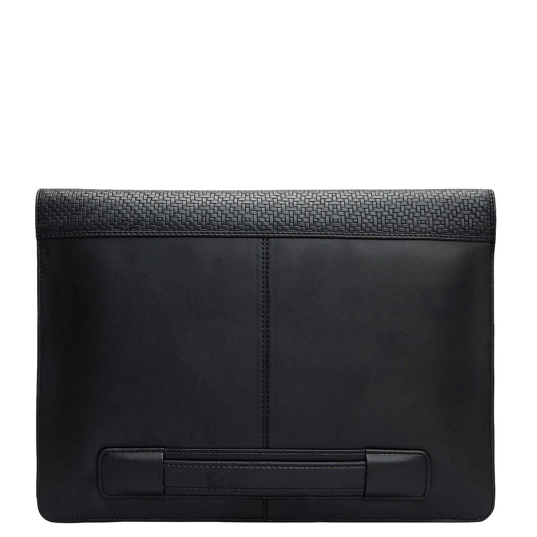Mat Emboss Plain Leather Laptop Sleeve - Black