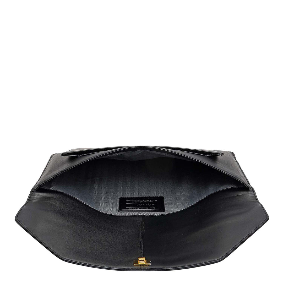 Mat Emboss Plain Leather Laptop Sleeve - Black