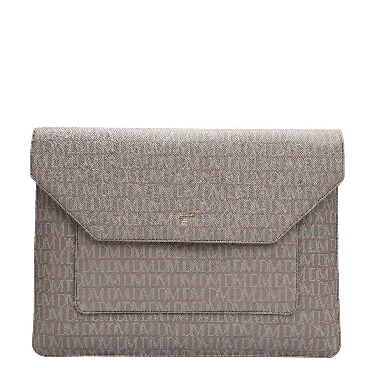 Monogram Leather Laptop Sleeve - Smoke Grey