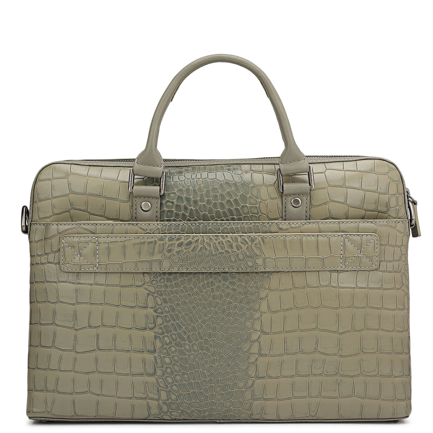 Croco Leather Laptop Sleeve - Stone Grey