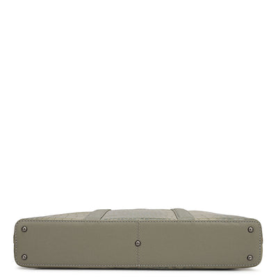 Croco Leather Laptop Sleeve - Stone Grey