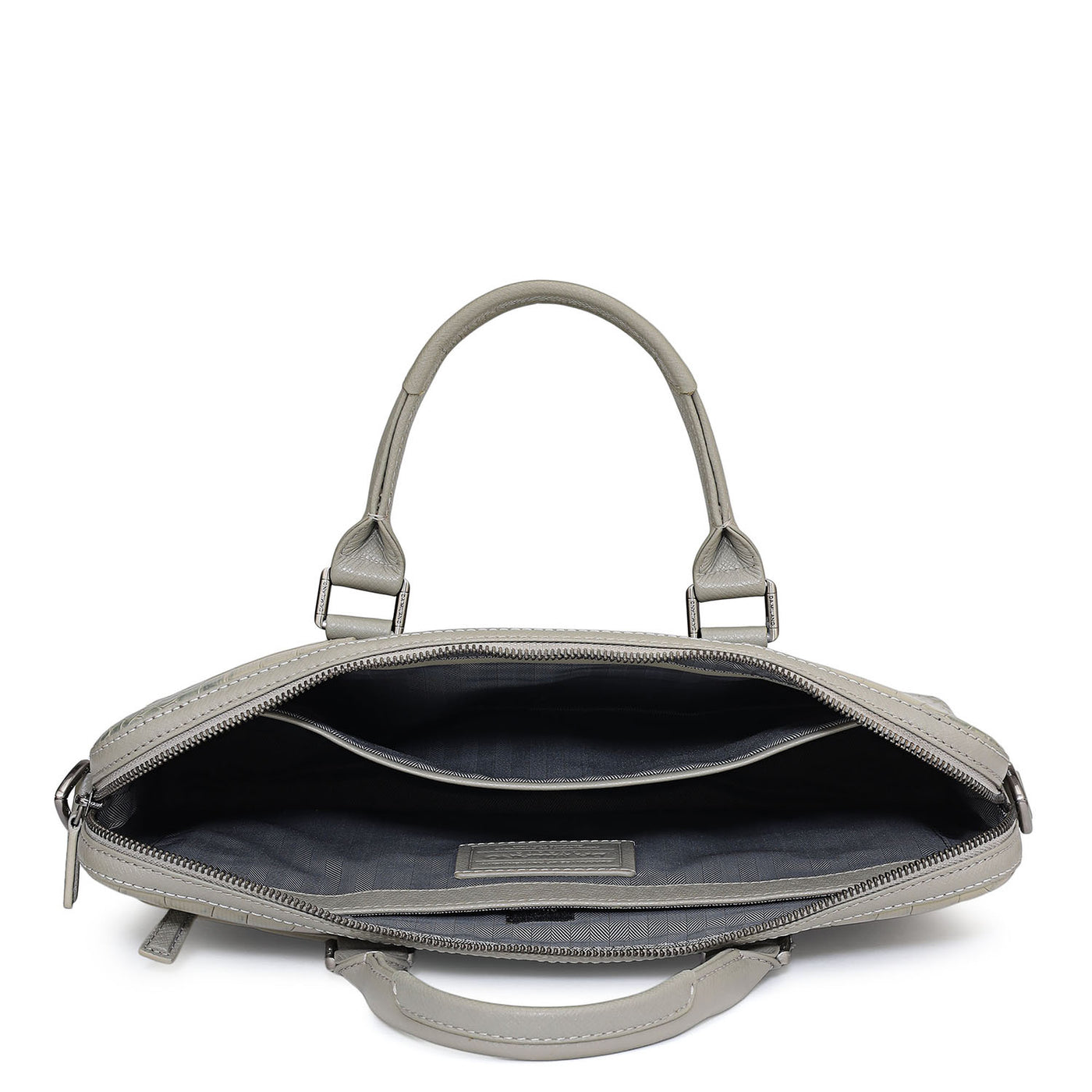 Croco Leather Laptop Sleeve - Stone Grey