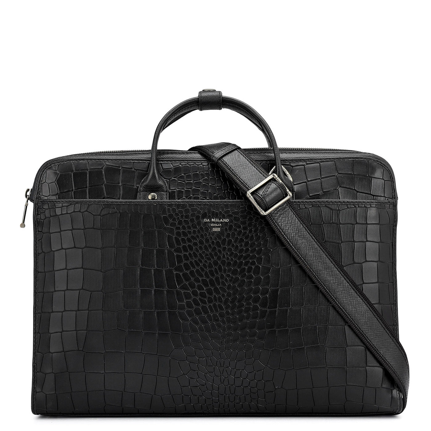 Croco Leather Laptop Sleeve - Black