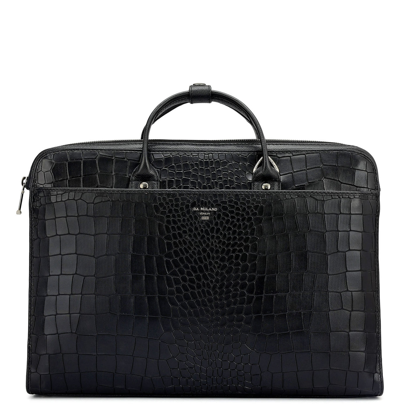 Croco Leather Laptop Sleeve - Black