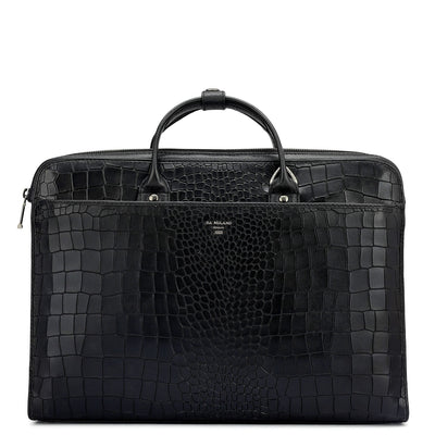 Croco Leather Laptop Sleeve - Black