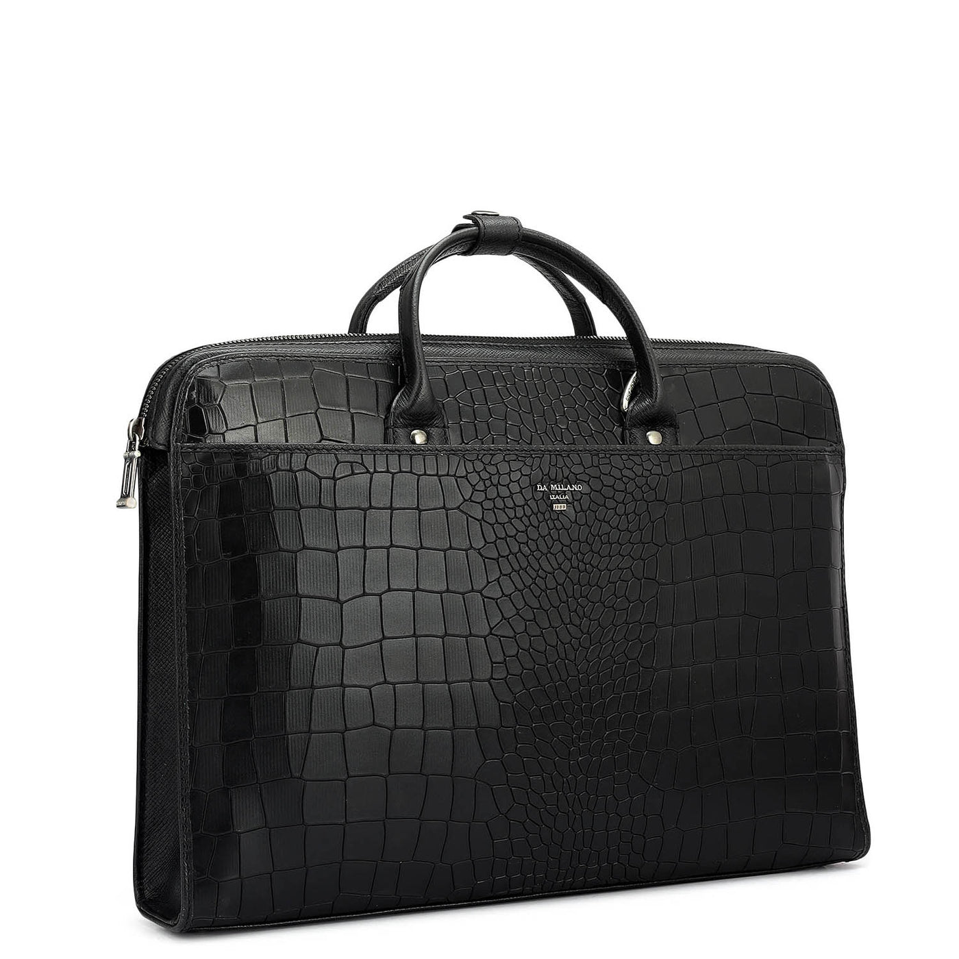 Croco Leather Laptop Sleeve - Black