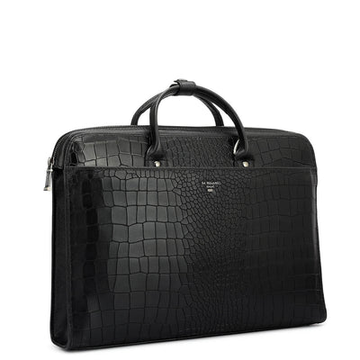 Croco Leather Laptop Sleeve - Black