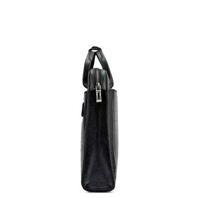 Croco Leather Laptop Sleeve - Black