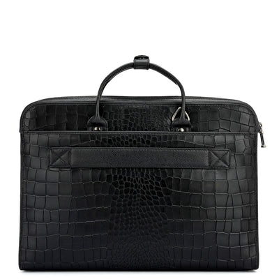 Croco Leather Laptop Sleeve - Black
