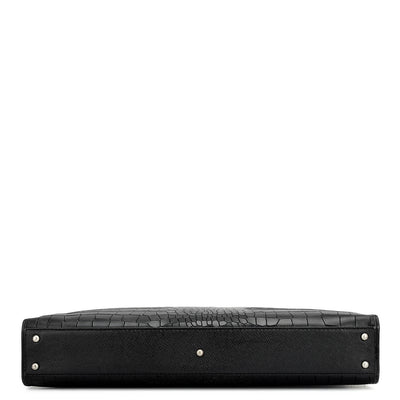 Croco Leather Laptop Sleeve - Black