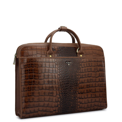 Croco Leather Laptop Sleeve - Date