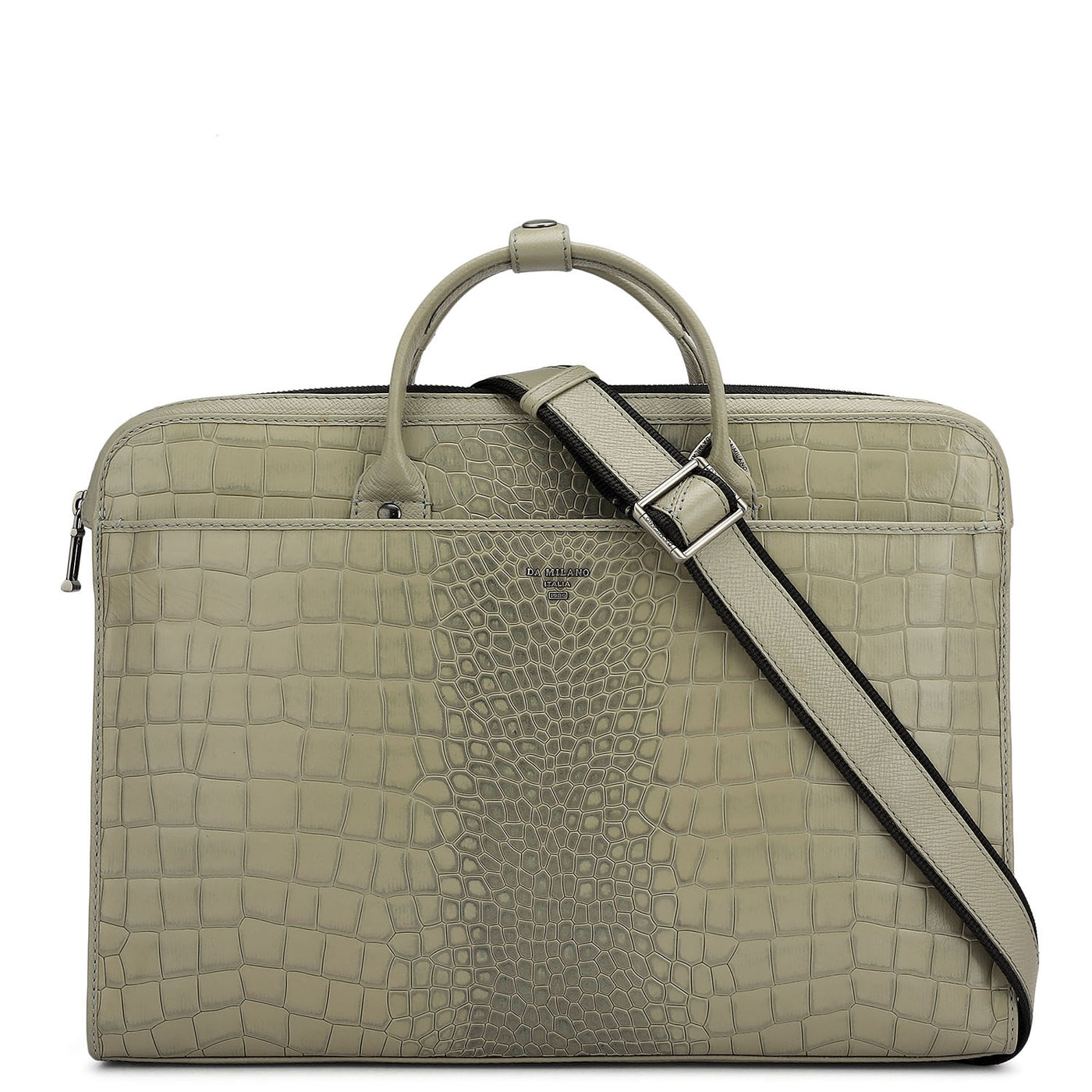 Croco Leather Laptop Sleeve - Stone Grey