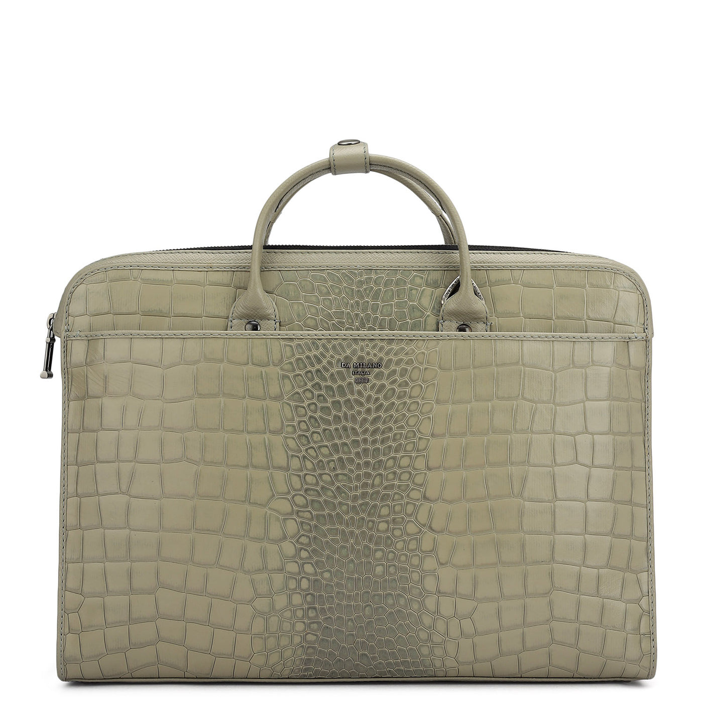 Croco Leather Laptop Sleeve - Stone Grey