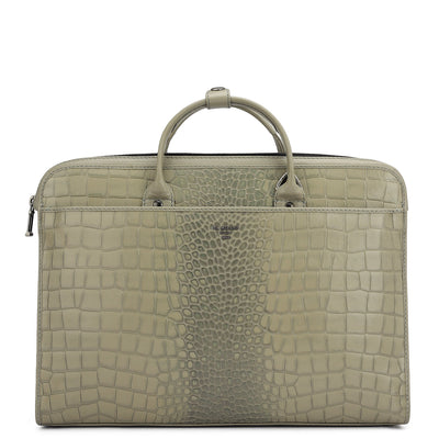 Croco Leather Laptop Sleeve - Stone Grey