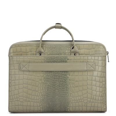 Croco Leather Laptop Sleeve - Stone Grey