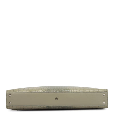 Croco Leather Laptop Sleeve - Stone Grey