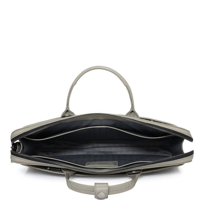 Croco Leather Laptop Sleeve - Stone Grey